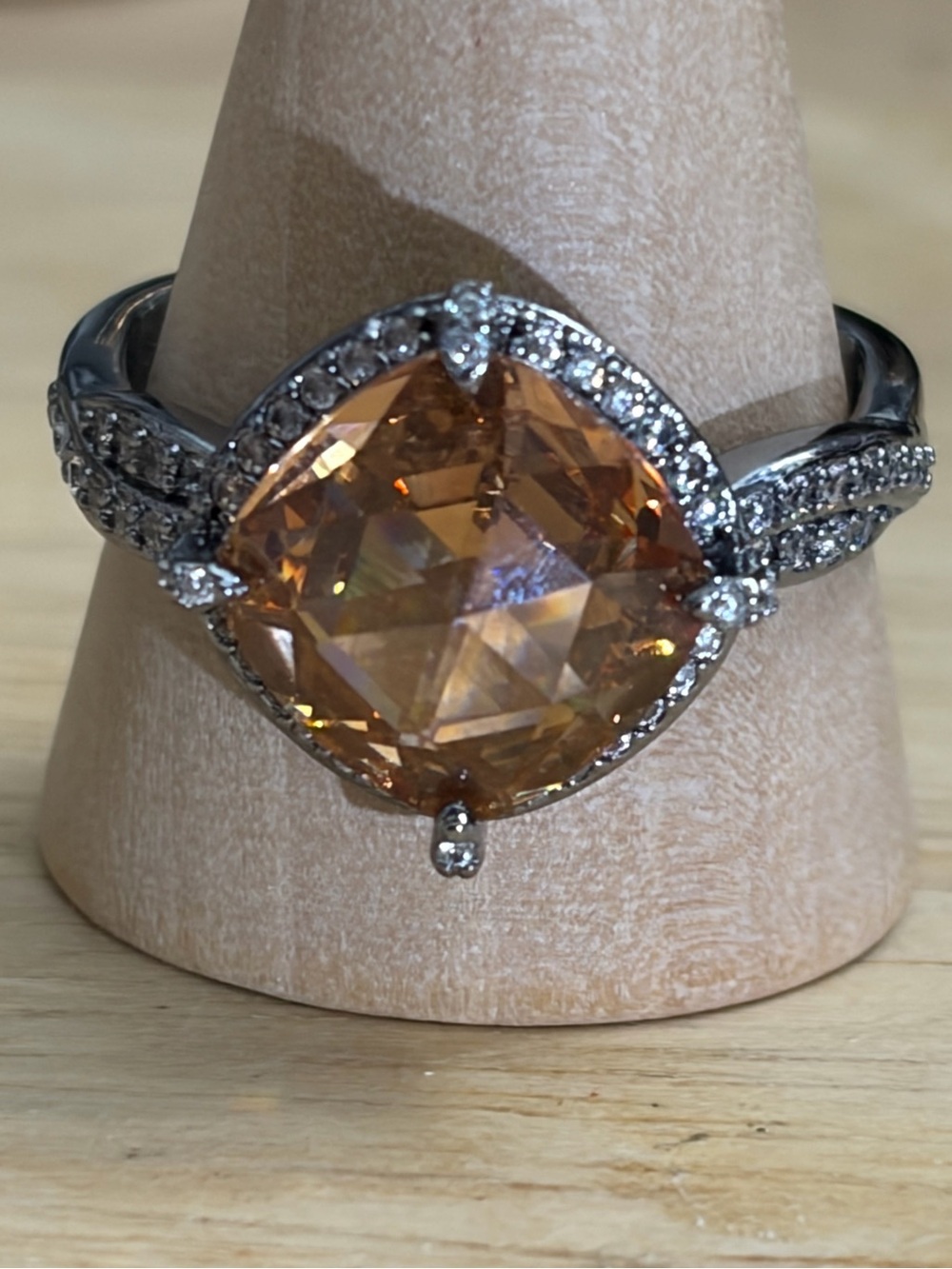 Bomb Party Elegant Crystal Halo Ring in Hematite metal Size 9